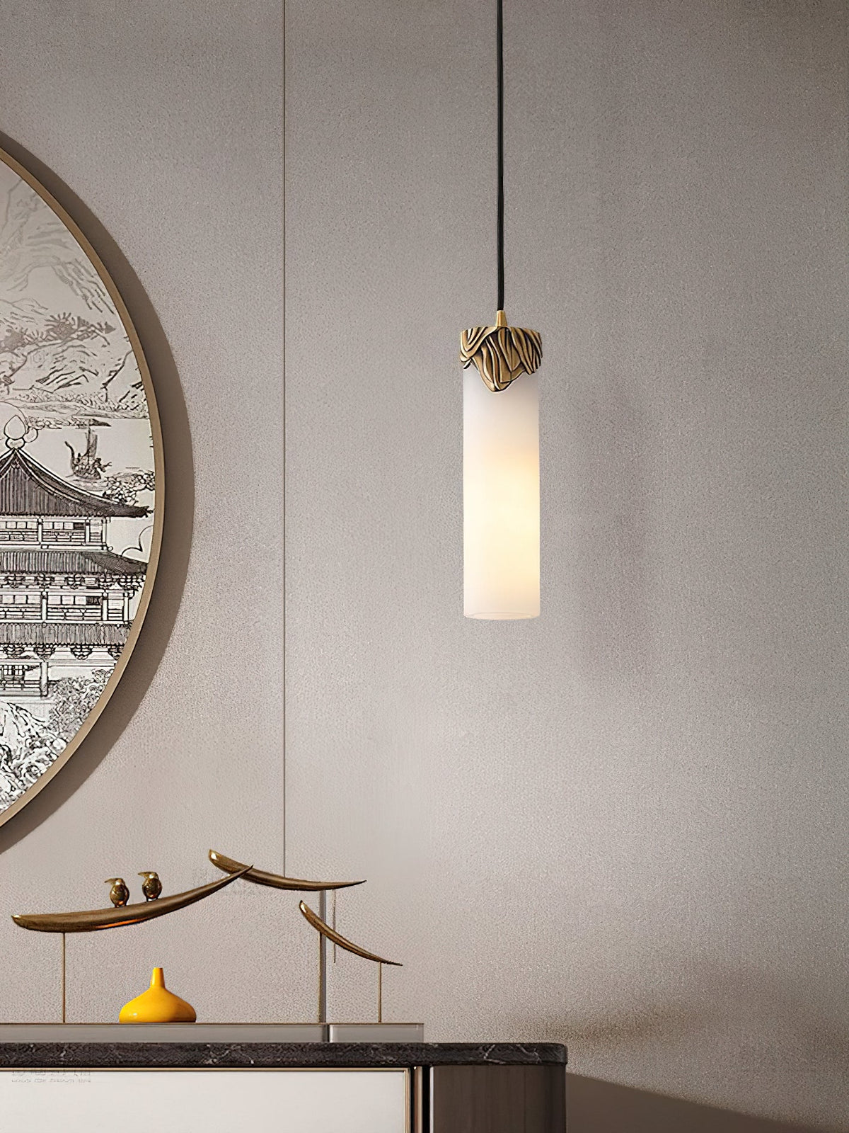Quiver Modern Minimalist Brass Alabaster Pendant Light