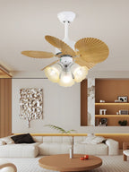 Aurelia Vintage Wood Glass Ceiling Fan Light
