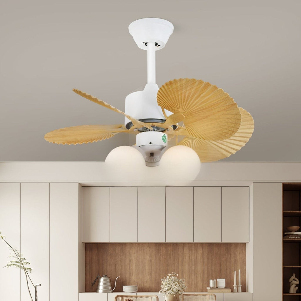 Aurelia Vintage Wood Glass Ceiling Fan Light