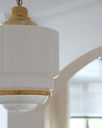 Lustra Pendant Light Brass Glass Ribbed