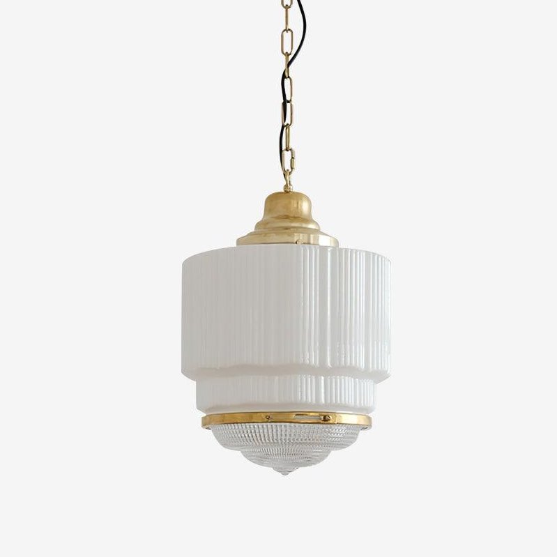 Lustra Pendant Light Brass Glass Ribbed