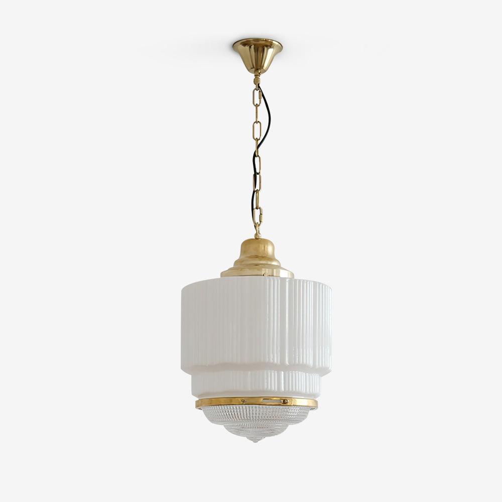 Lustra Pendant Light Brass Glass Ribbed