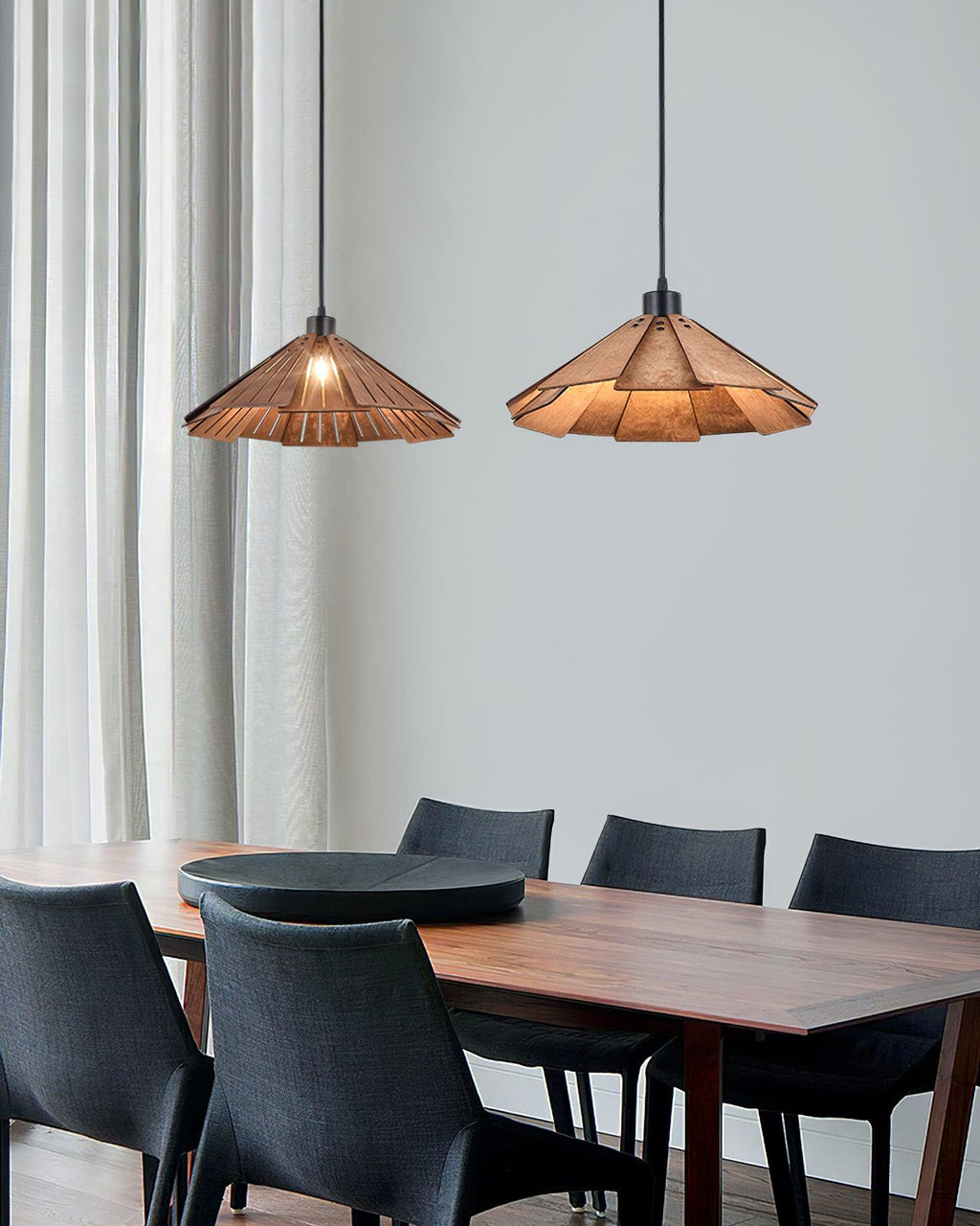 Delfina Pendant Lamp Wood Panel Wabi-Sabi Organic