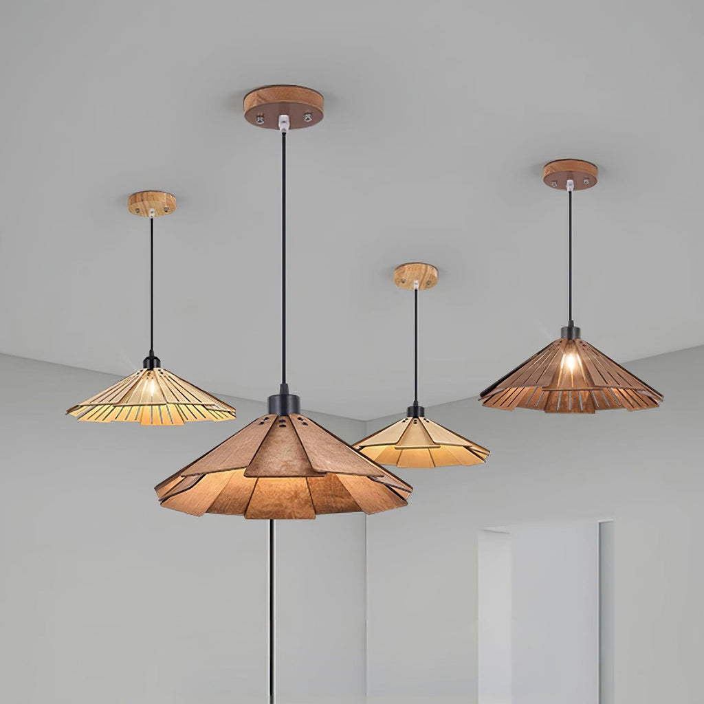 Delfina Pendant Lamp Wood Panel Wabi-Sabi Organic
