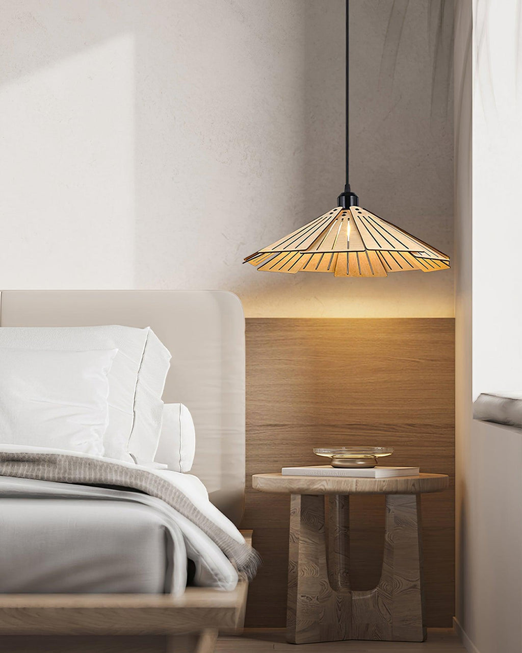 Delfina Pendant Lamp Wood Panel Wabi-Sabi Organic
