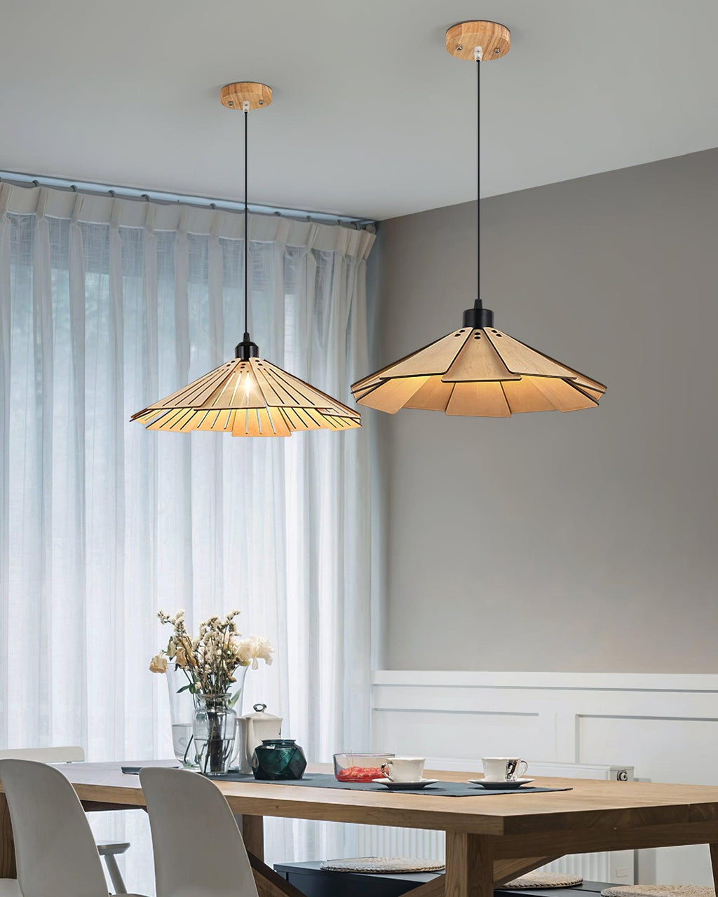 Delfina Pendant Lamp Wood Panel Wabi-Sabi Organic
