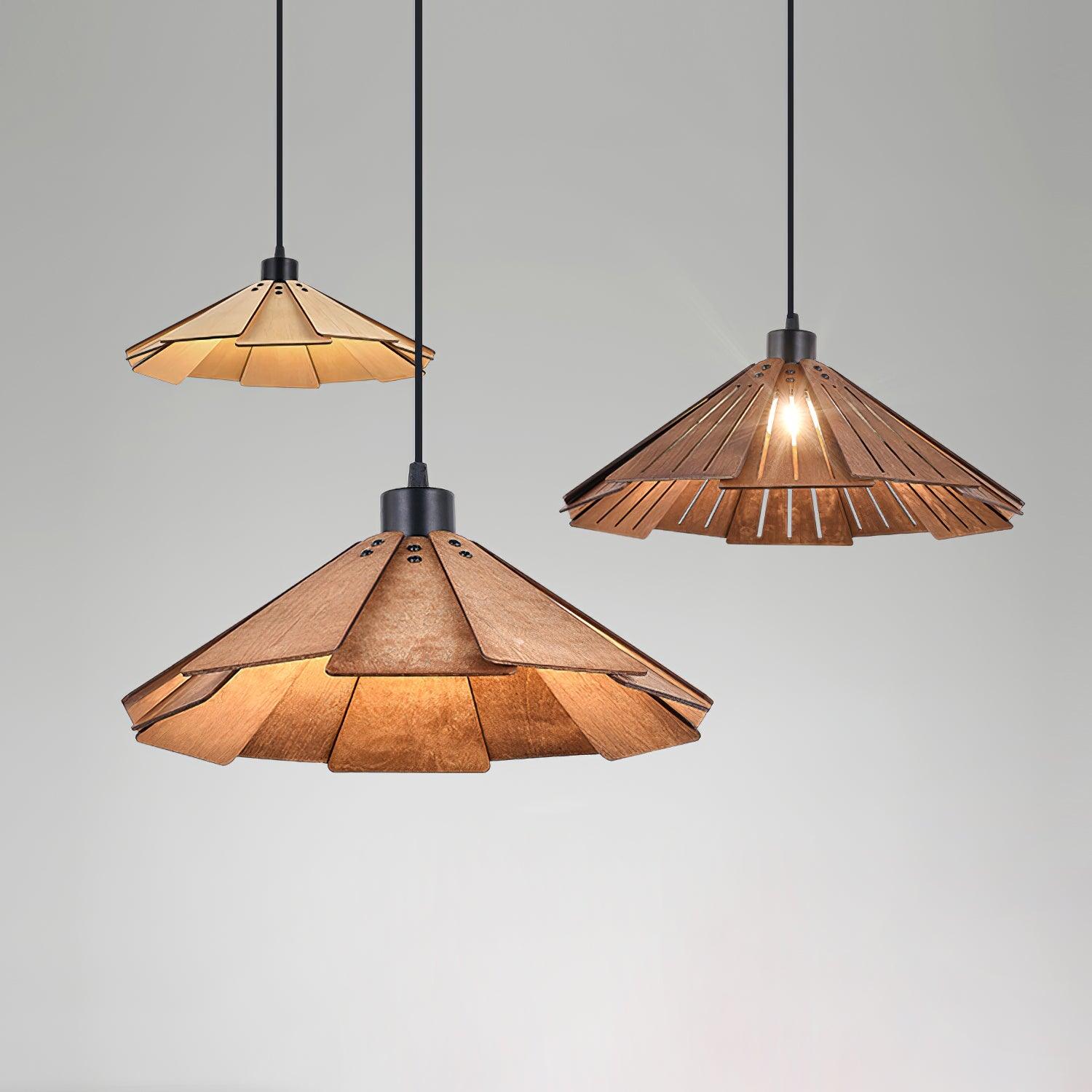 Delfina Pendant Lamp Wood Panel Wabi-Sabi Organic