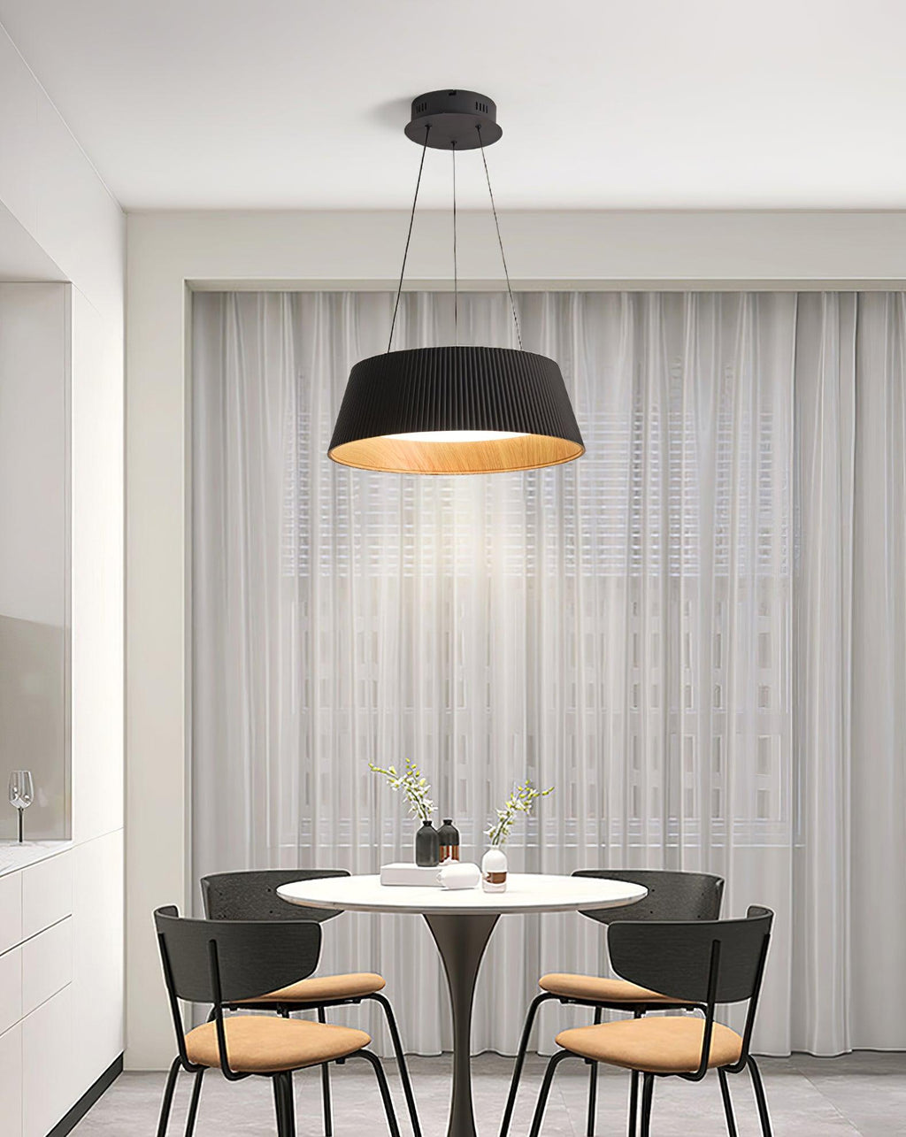 Delta Pendant Lamp Low Profile Wood Interior