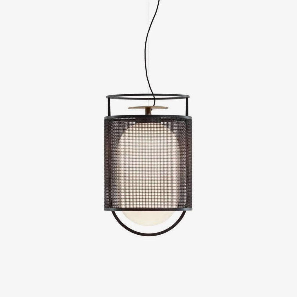 Solara Pendant Lamp Mesh Cylinder Brass Accent Industrial