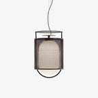 Solara Pendant Lamp Mesh Cylinder Brass Accent Industrial