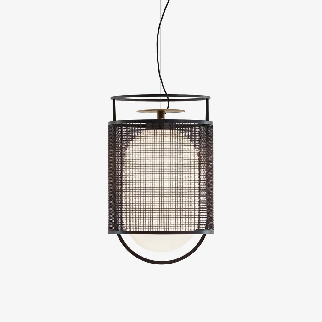 Solara Pendant Lamp Mesh Cylinder Brass Accent Industrial