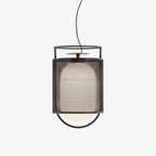 Solara Pendant Lamp Mesh Cylinder Brass Accent Industrial