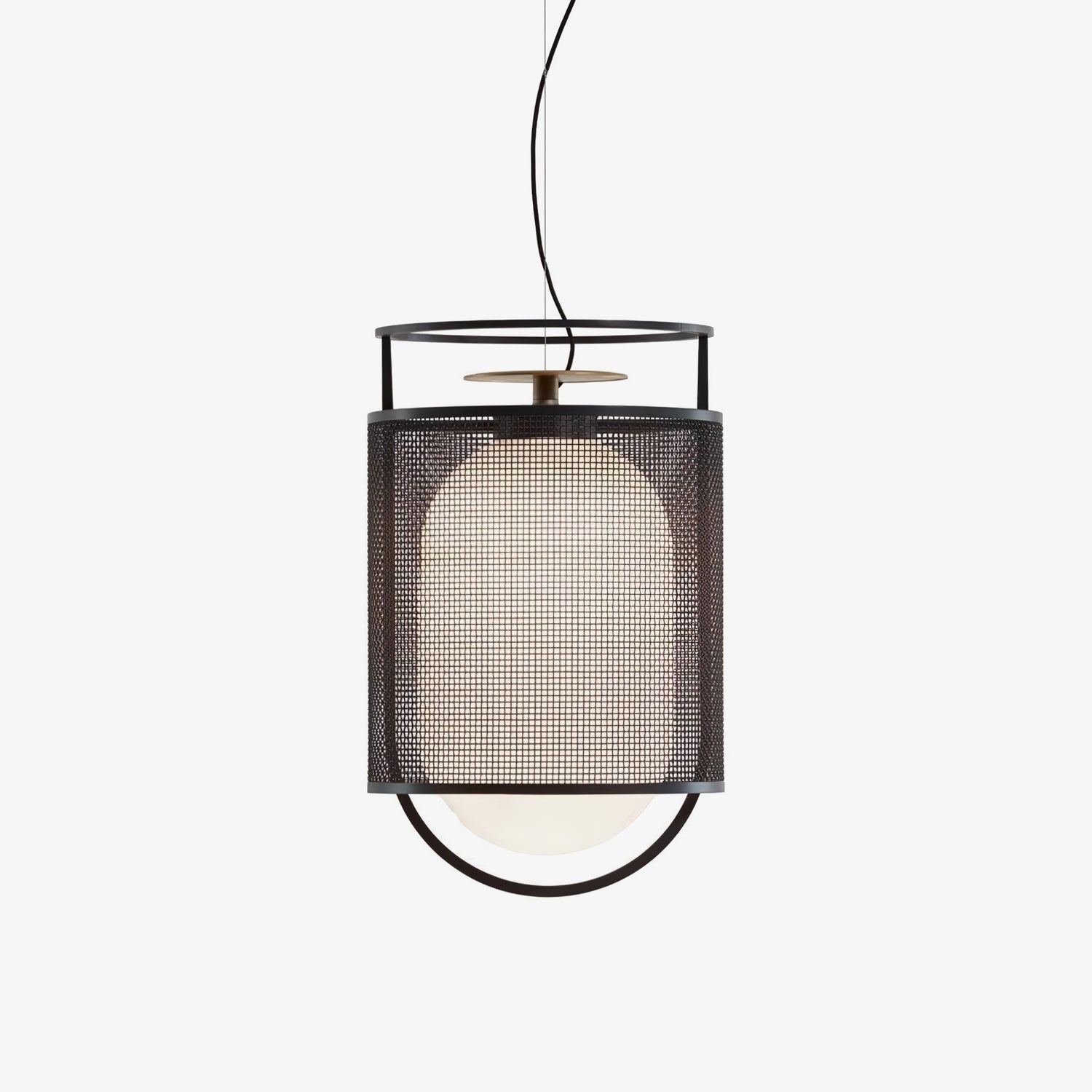 Solara Pendant Lamp Mesh Cylinder Brass Accent Industrial