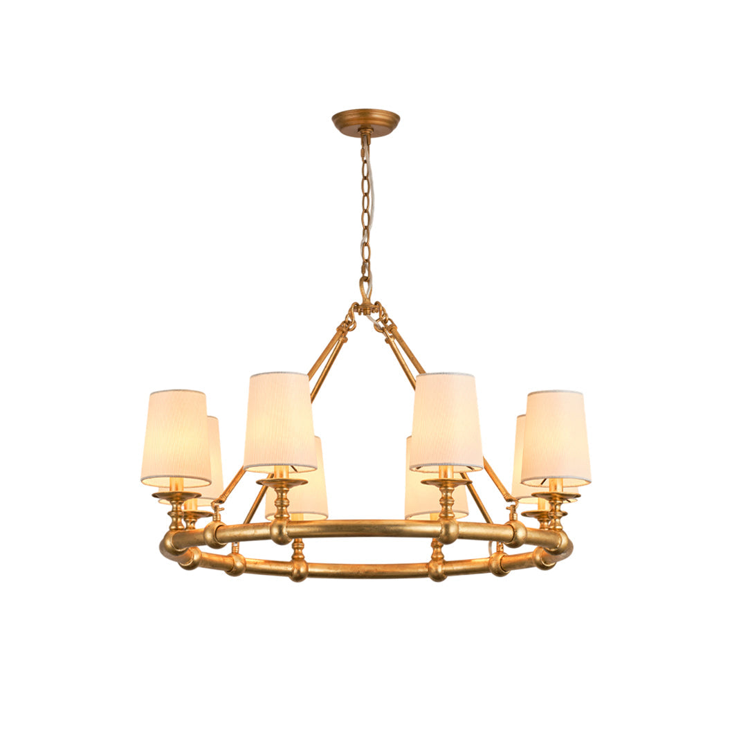 Unite Vintage Industrial Round Gold Chandelier