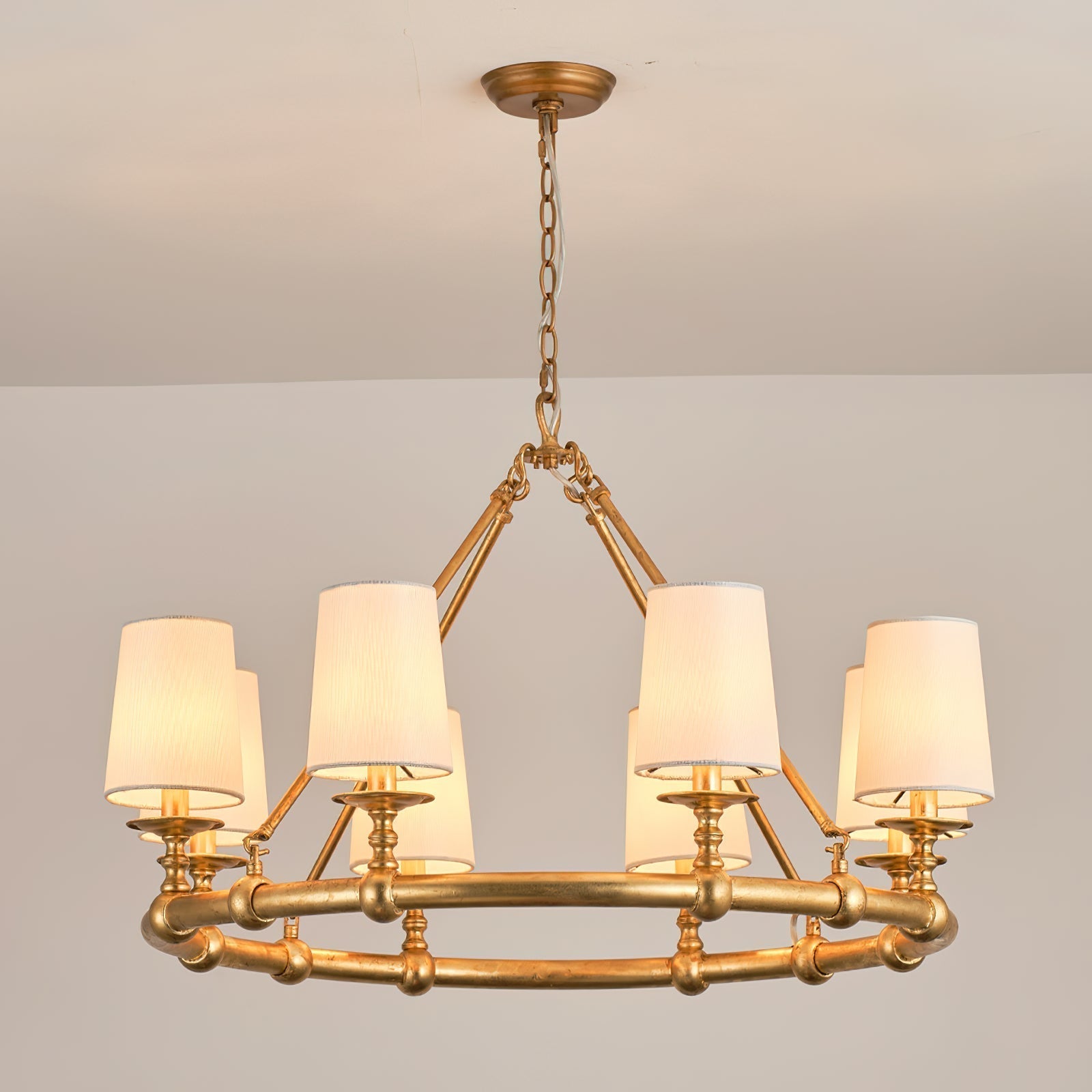 Unite Vintage Industrial Round Gold Chandelier
