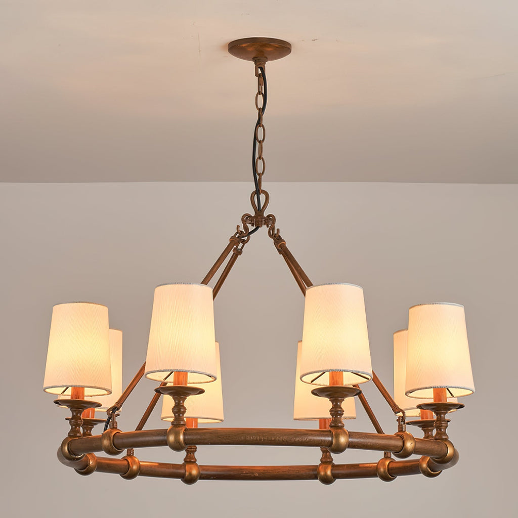 Unite Vintage Industrial Round Gold Chandelier