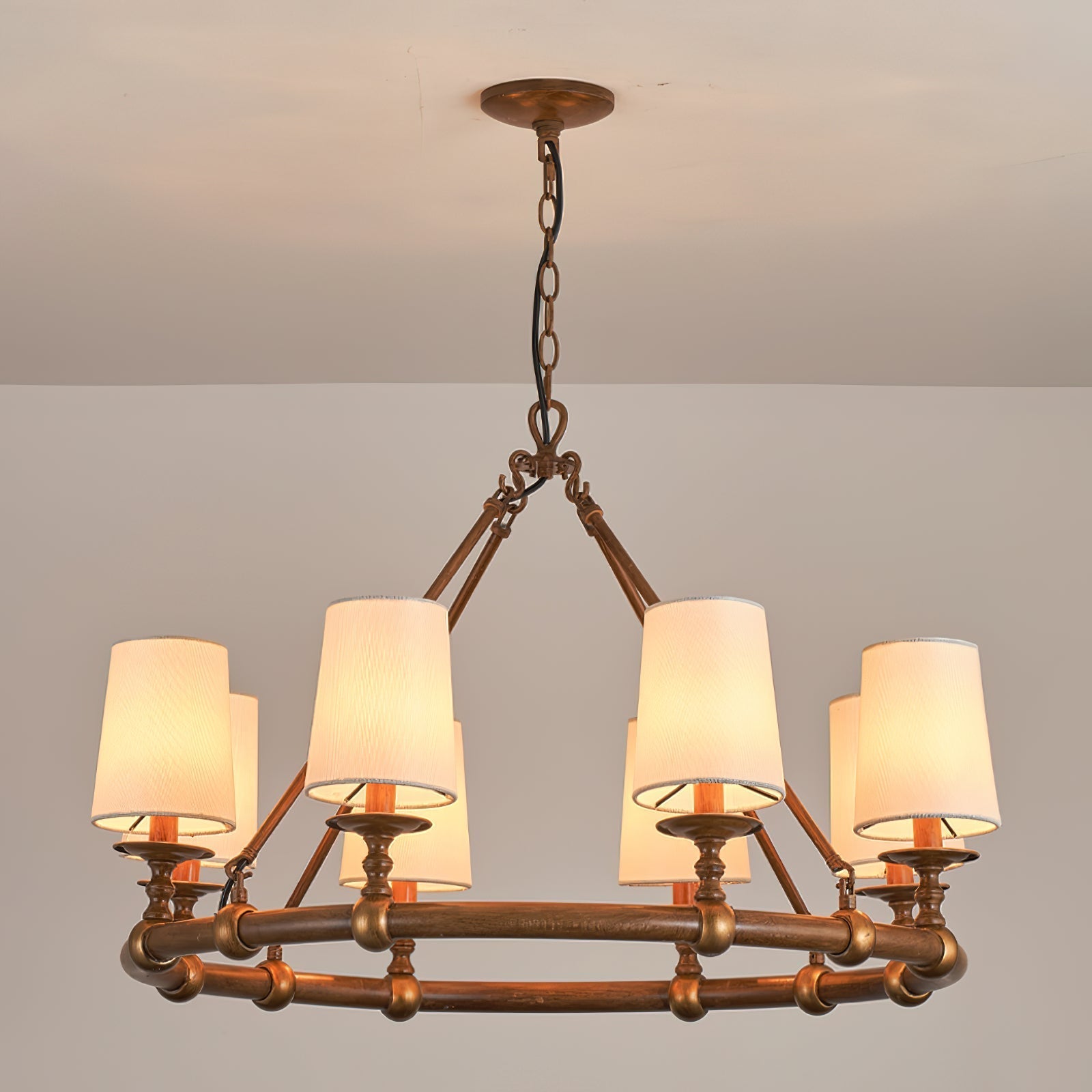 Unite Vintage Industrial Round Gold Chandelier