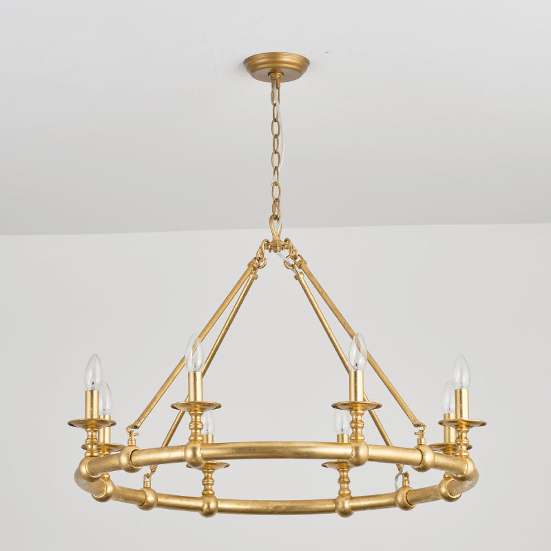 Unite Vintage Industrial Round Gold Chandelier