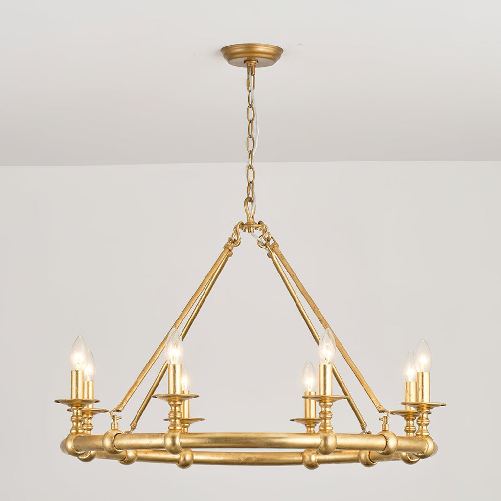 Unite Vintage Industrial Round Gold Chandelier