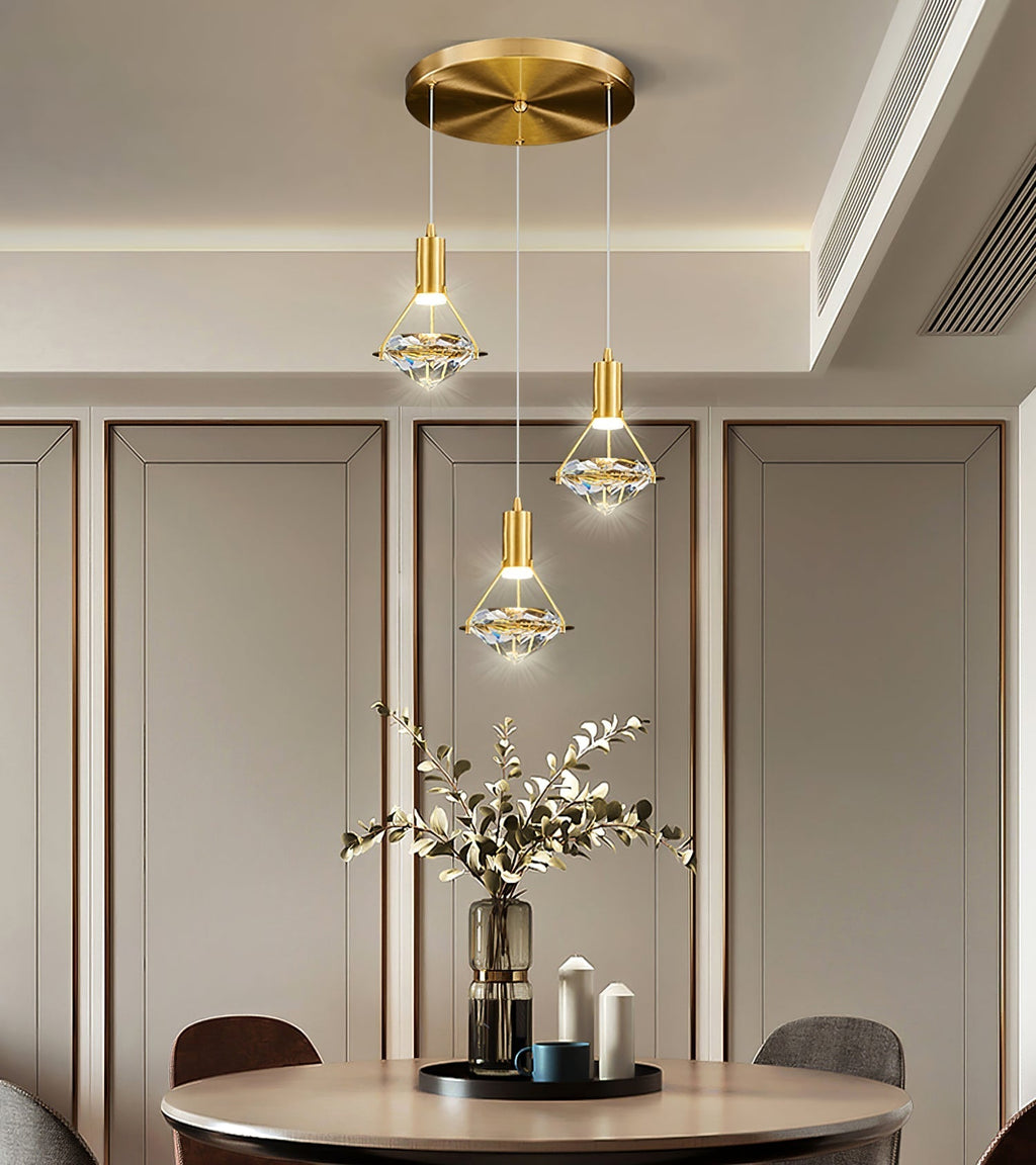 Elysianire Brass & Crystal Elegant Pendant Lamp