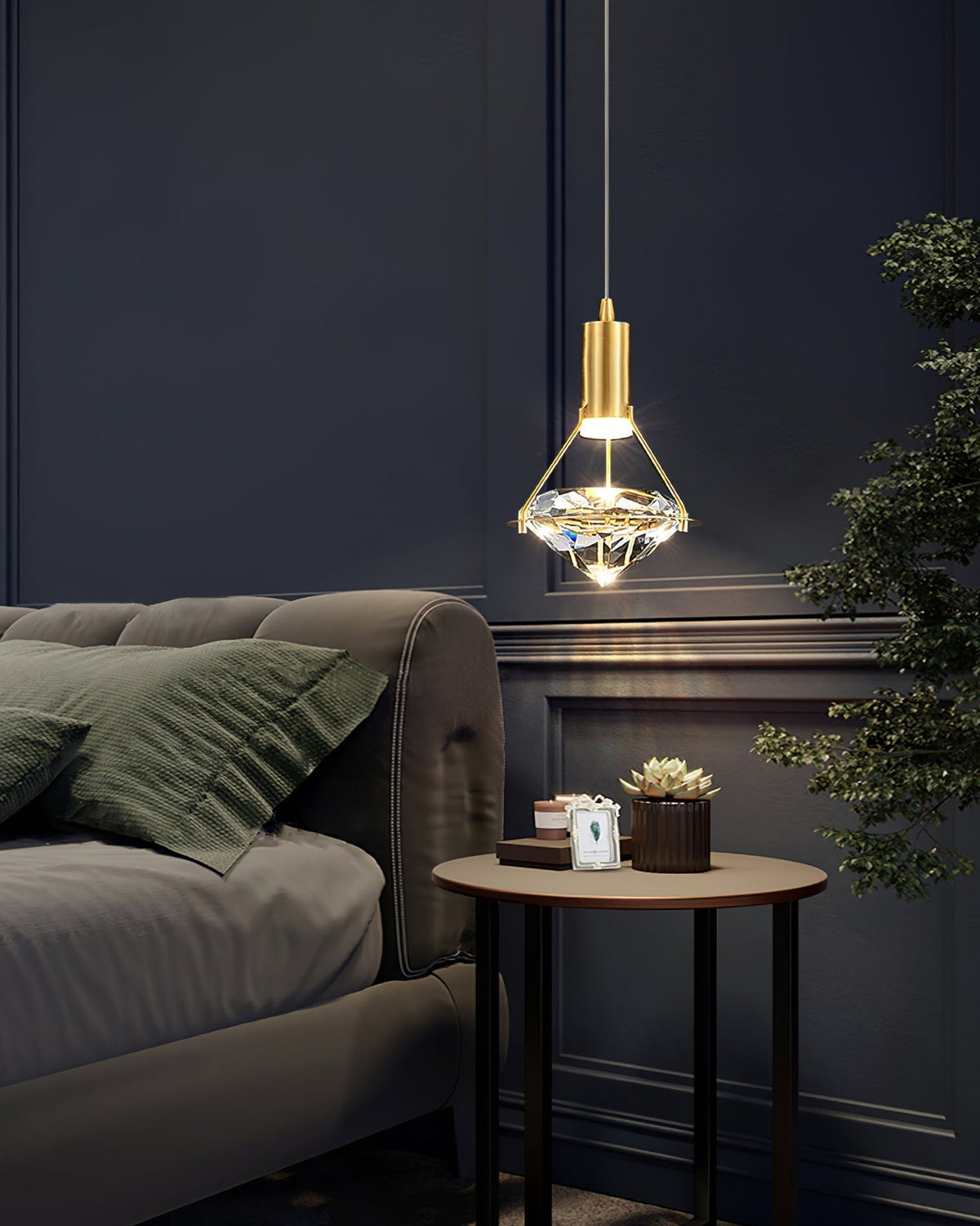 Elysianire Brass & Crystal Elegant Pendant Lamp