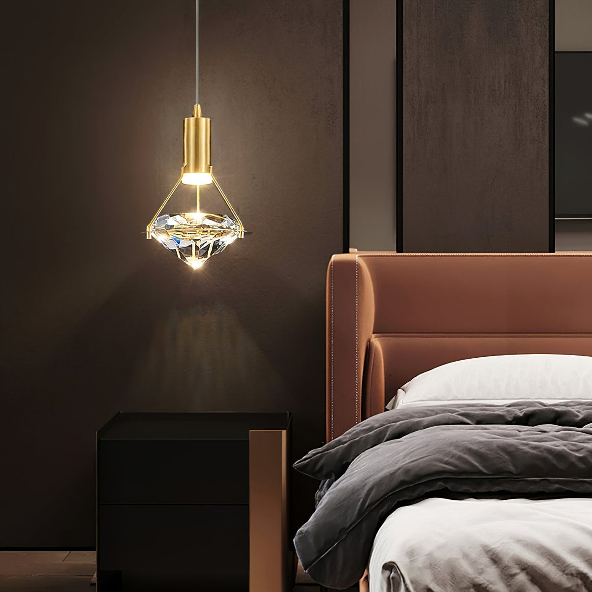 Elysianire Brass & Crystal Elegant Pendant Lamp