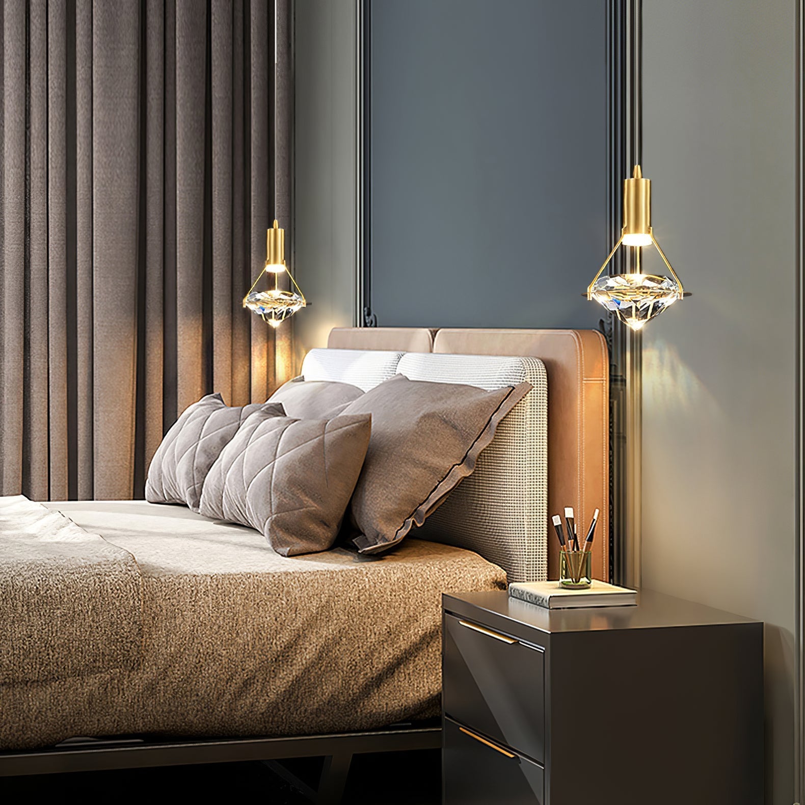 Elysianire Brass & Crystal Elegant Pendant Lamp