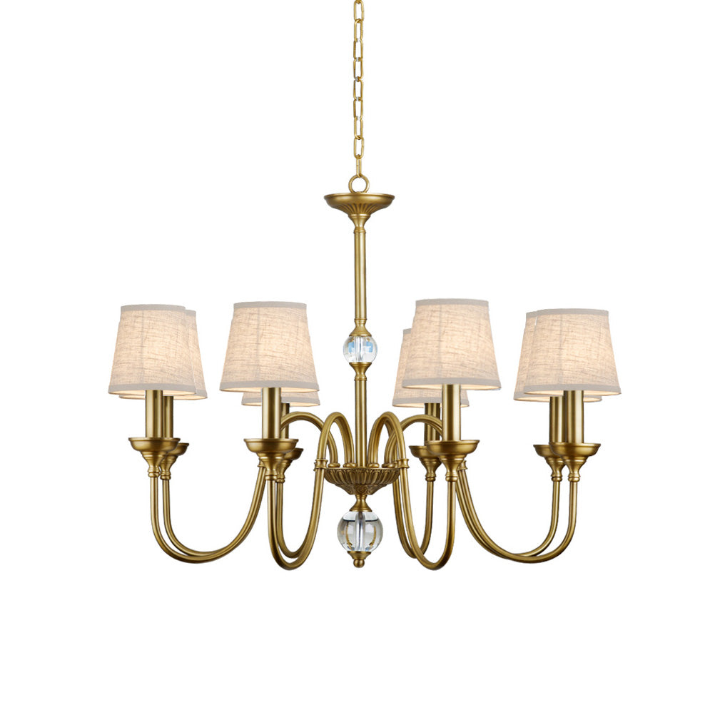 Blur Postmodern Luxury Brass Crystal  Fabric Chandelier
