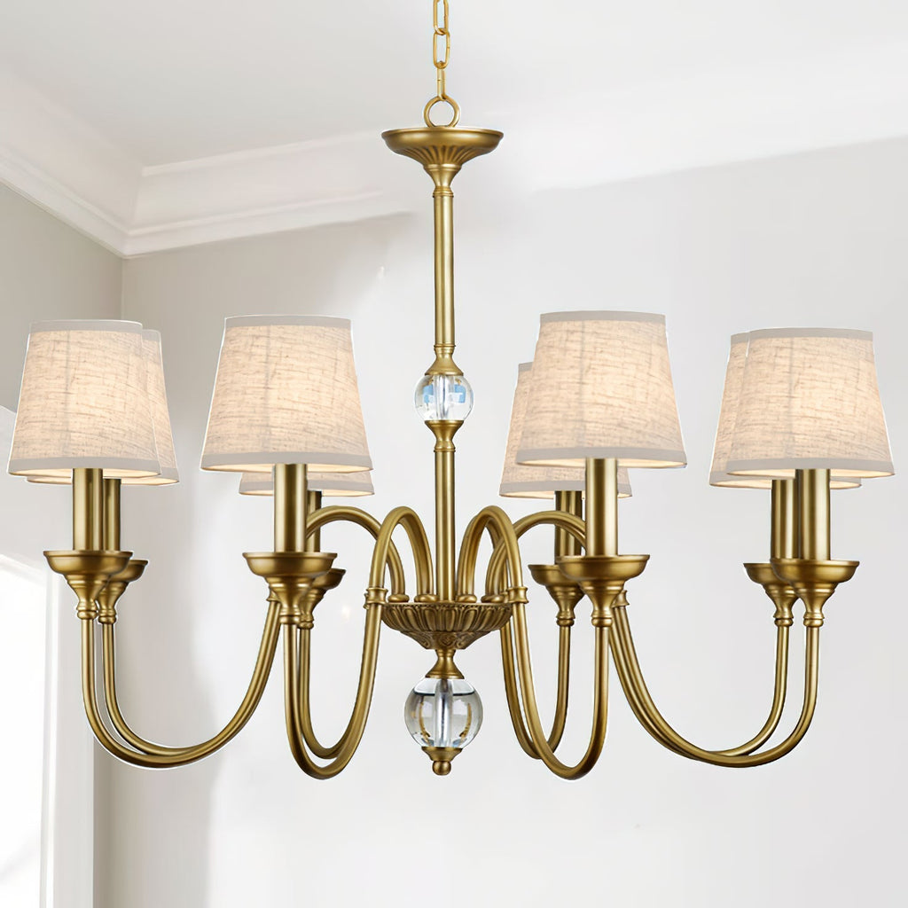 Blur Postmodern Luxury Brass Crystal  Fabric Chandelier
