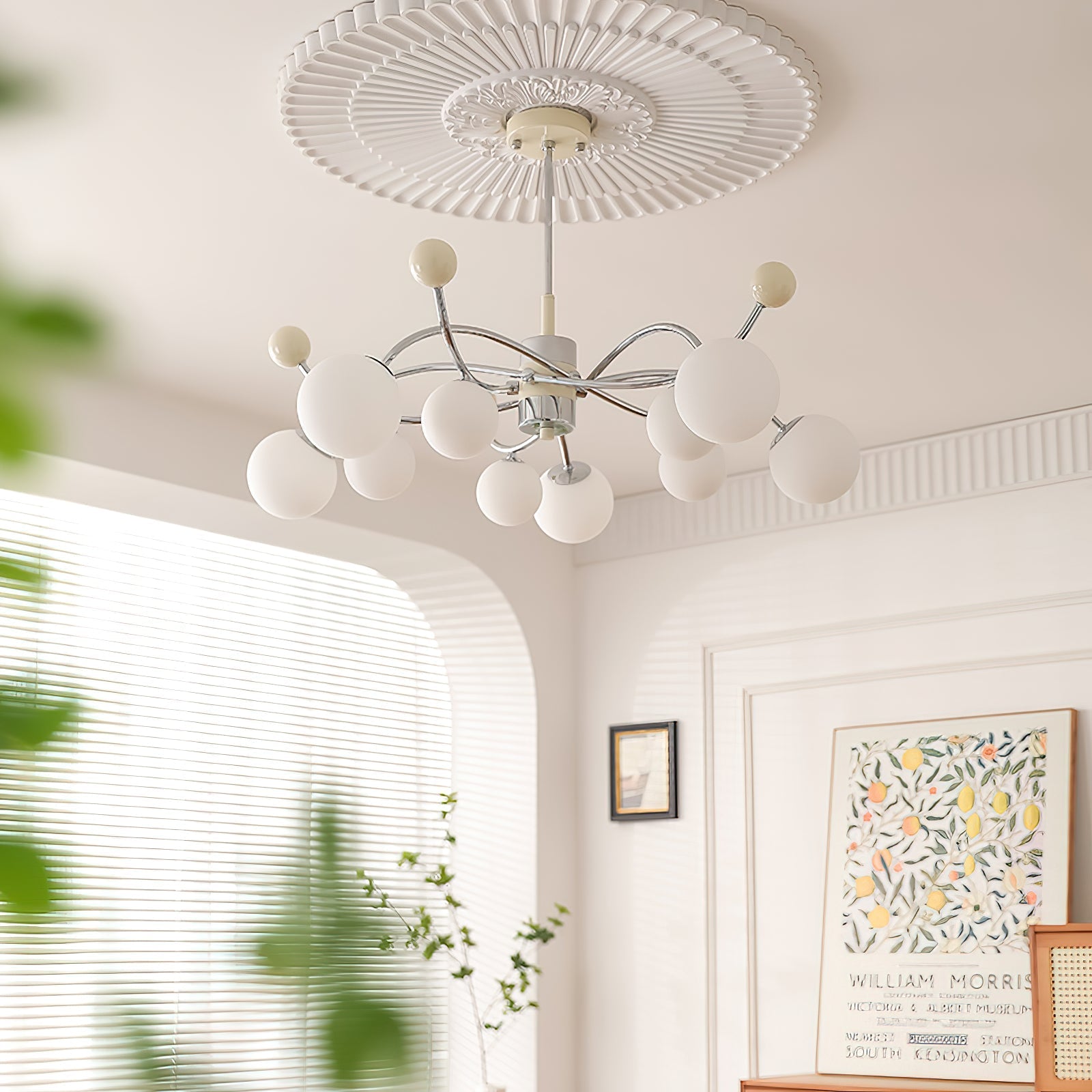 Diana Chandelier Frosted Orb Curves