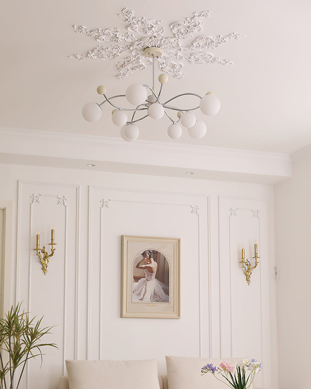 Diana Chandelier Frosted Orb Curves