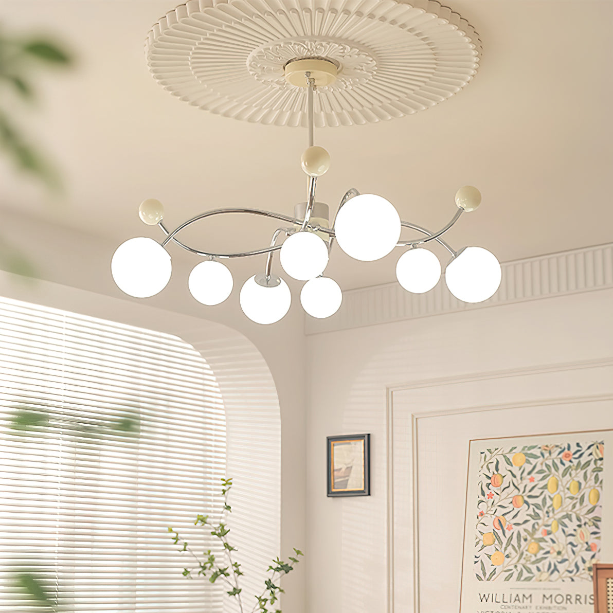 Diana Chandelier Frosted Orb Curves