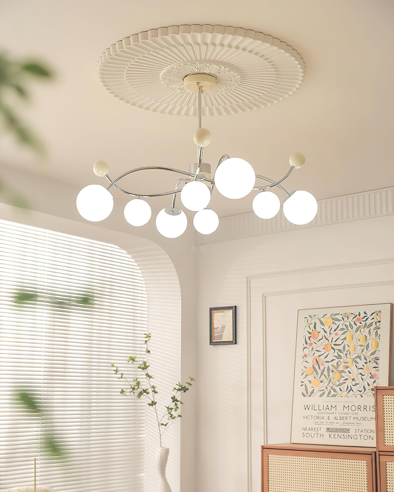 Diana Chandelier Frosted Orb Curves