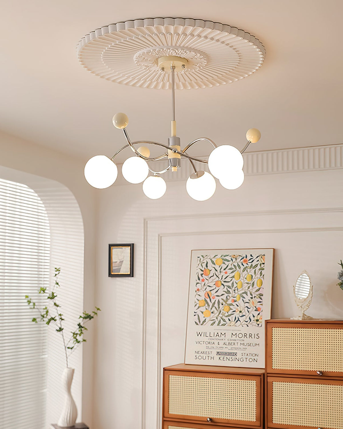 Diana Chandelier Frosted Orb Curves