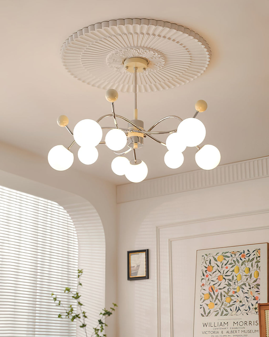 Diana Chandelier Frosted Orb Curves