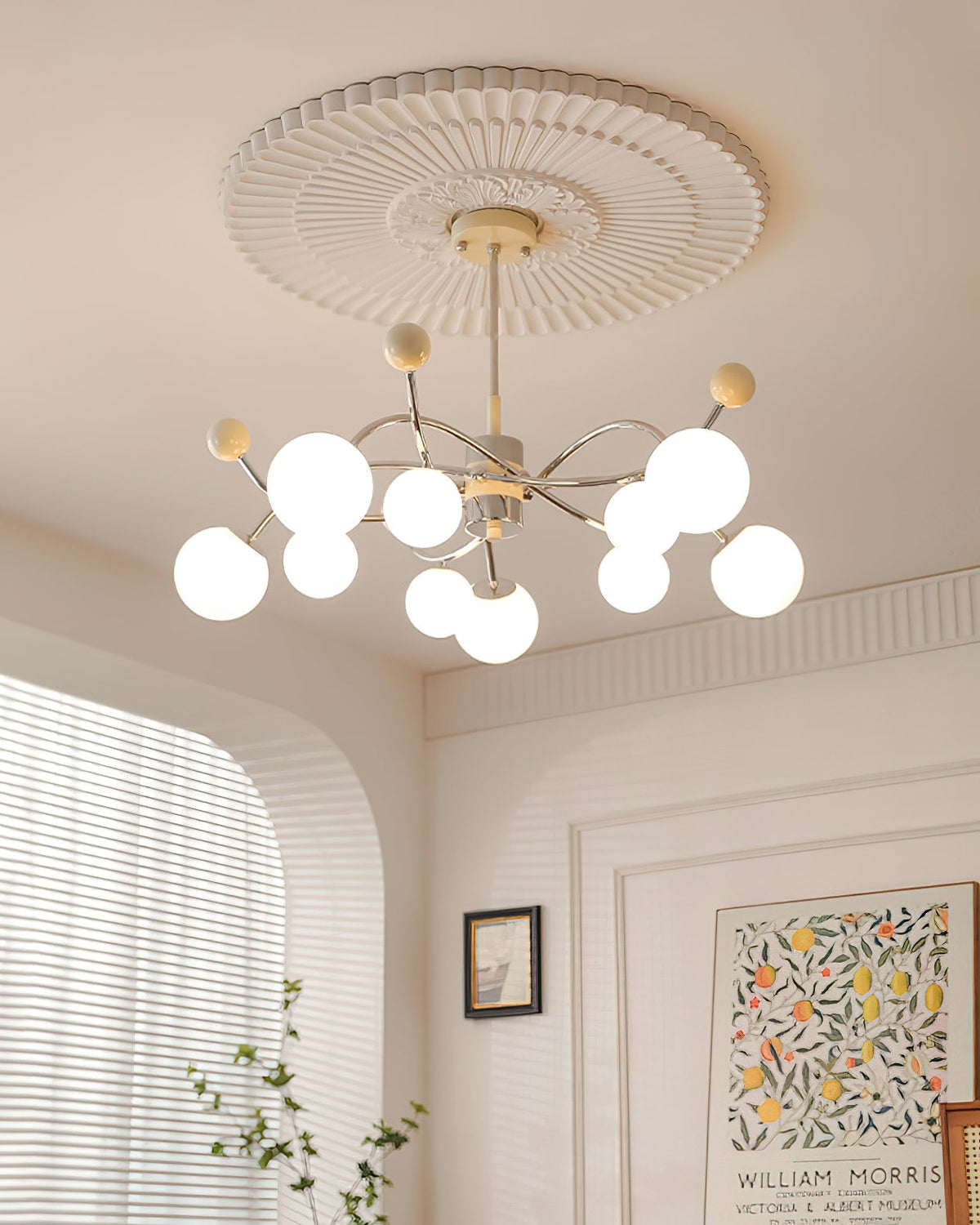 Diana Chandelier Frosted Orb Curves