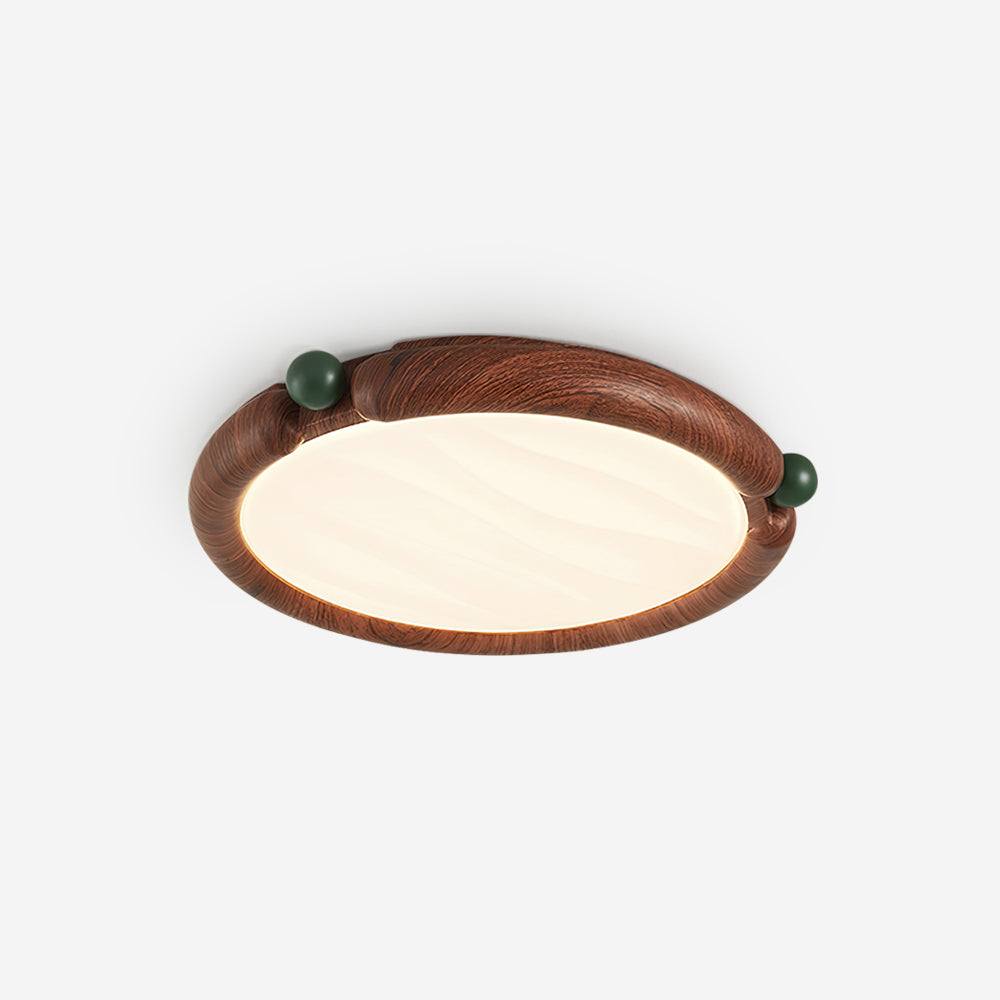 Ceiling Light Round Acrylic Panel Walnut Resin A/B Model Natural