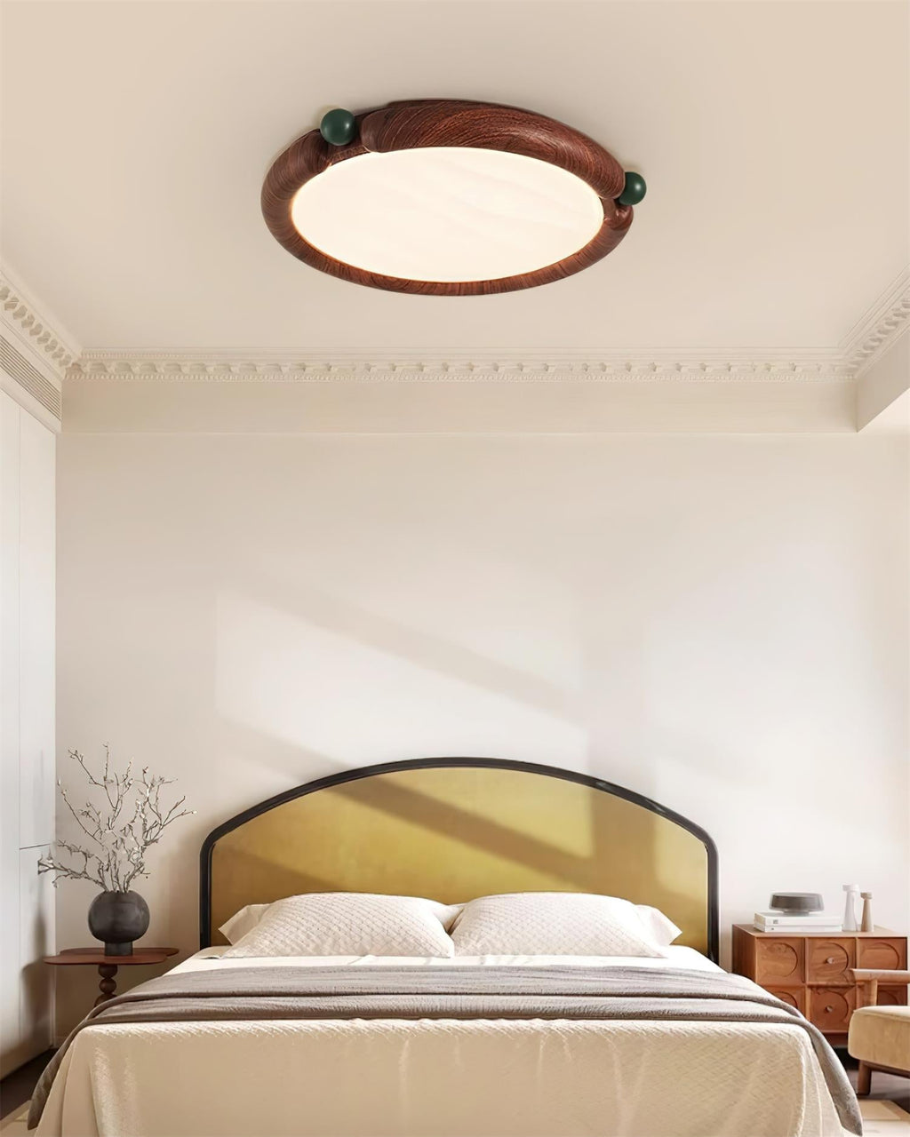 Ceiling Light Round Acrylic Panel Walnut Resin A/B Model Natural