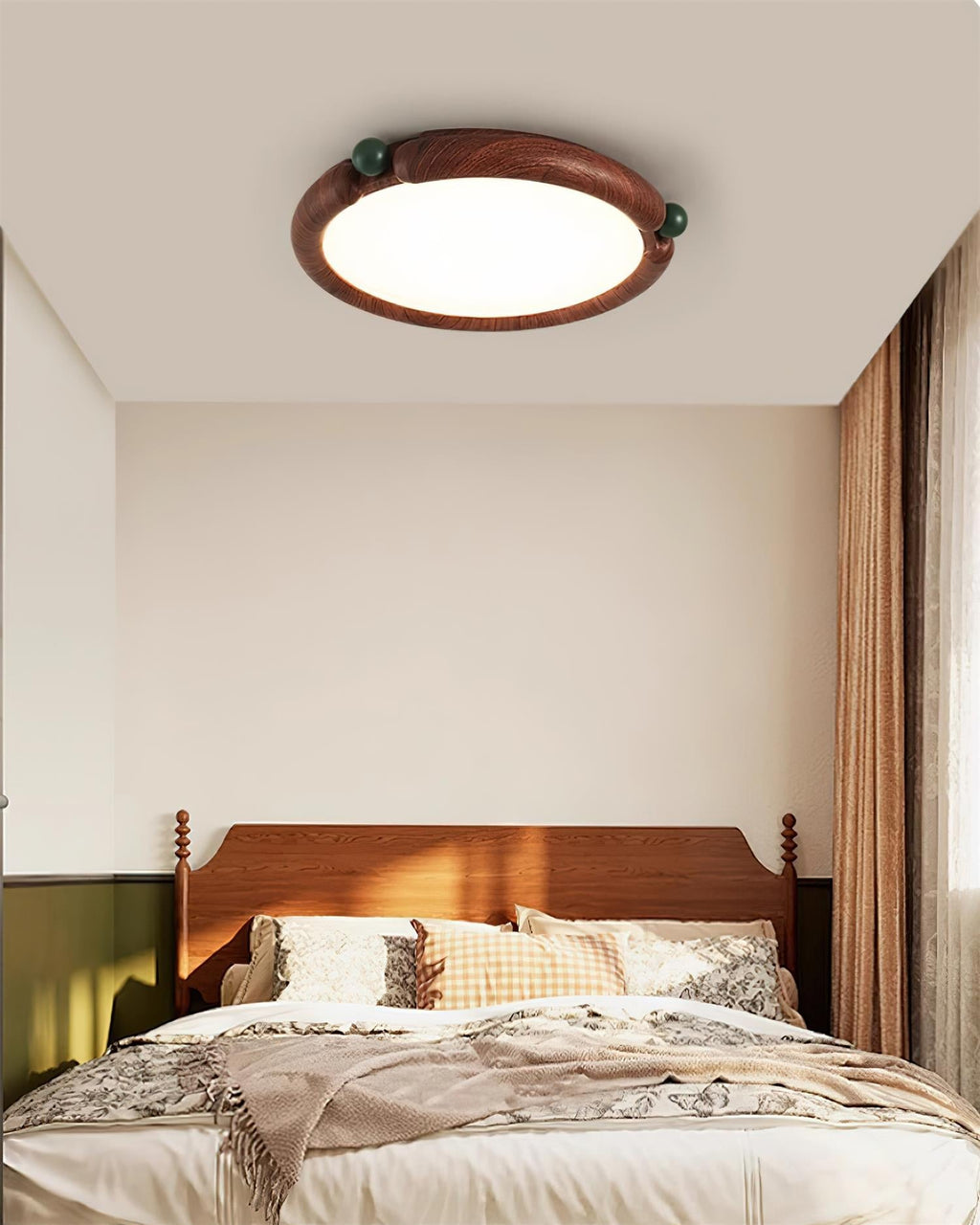 Ceiling Light Round Acrylic Panel Walnut Resin A/B Model Natural