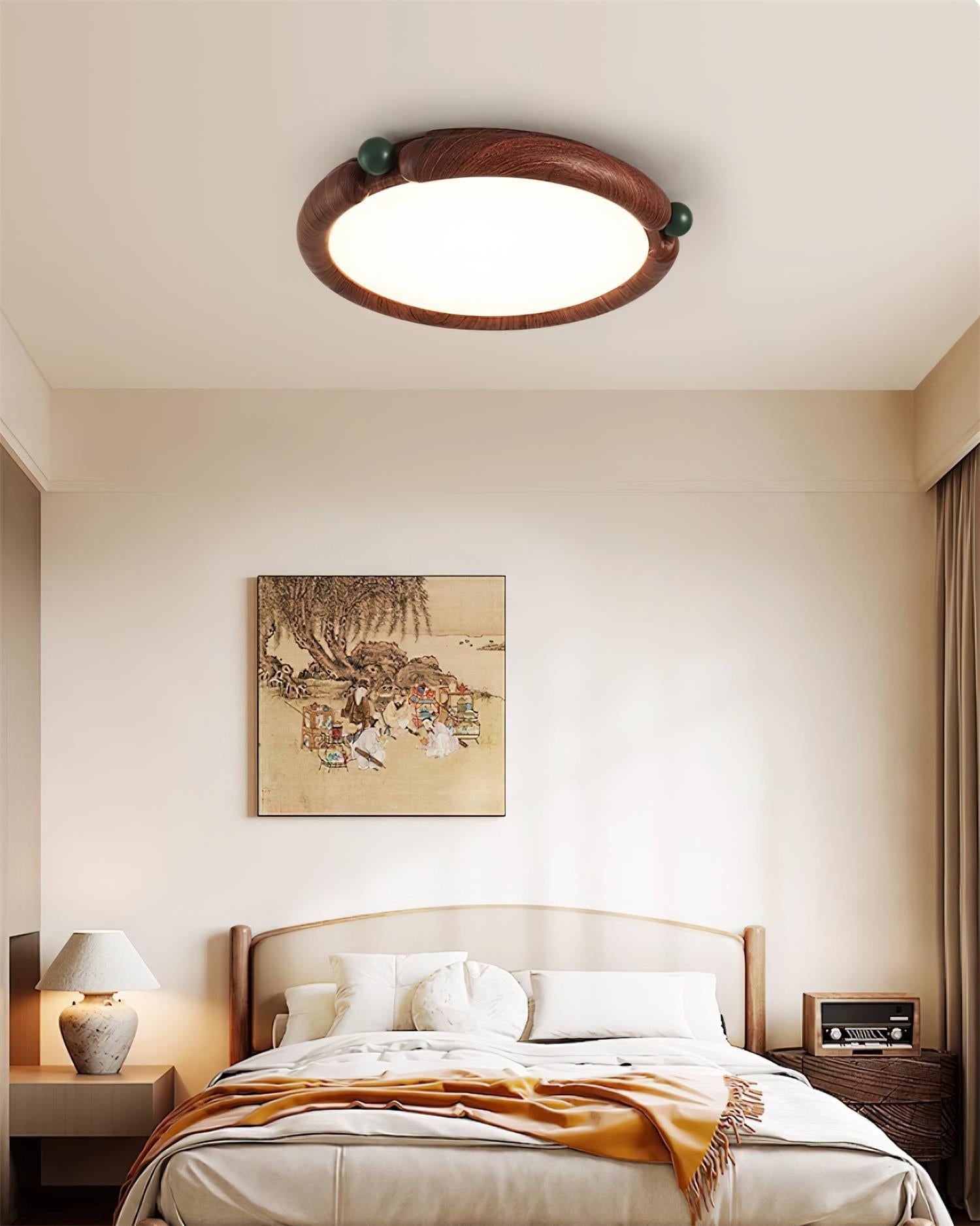 Ceiling Light Round Acrylic Panel Walnut Resin A/B Model Natural