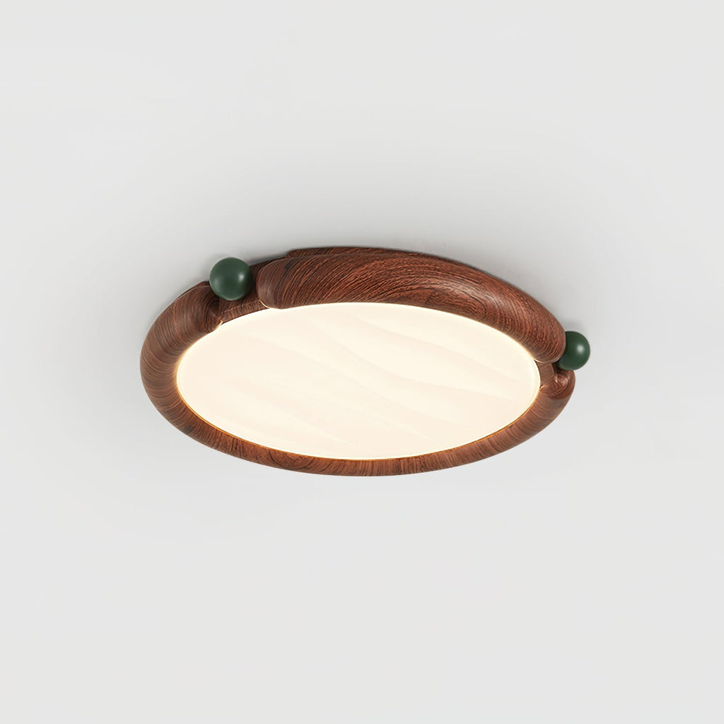Ceiling Light Round Acrylic Panel Walnut Resin A/B Model Natural