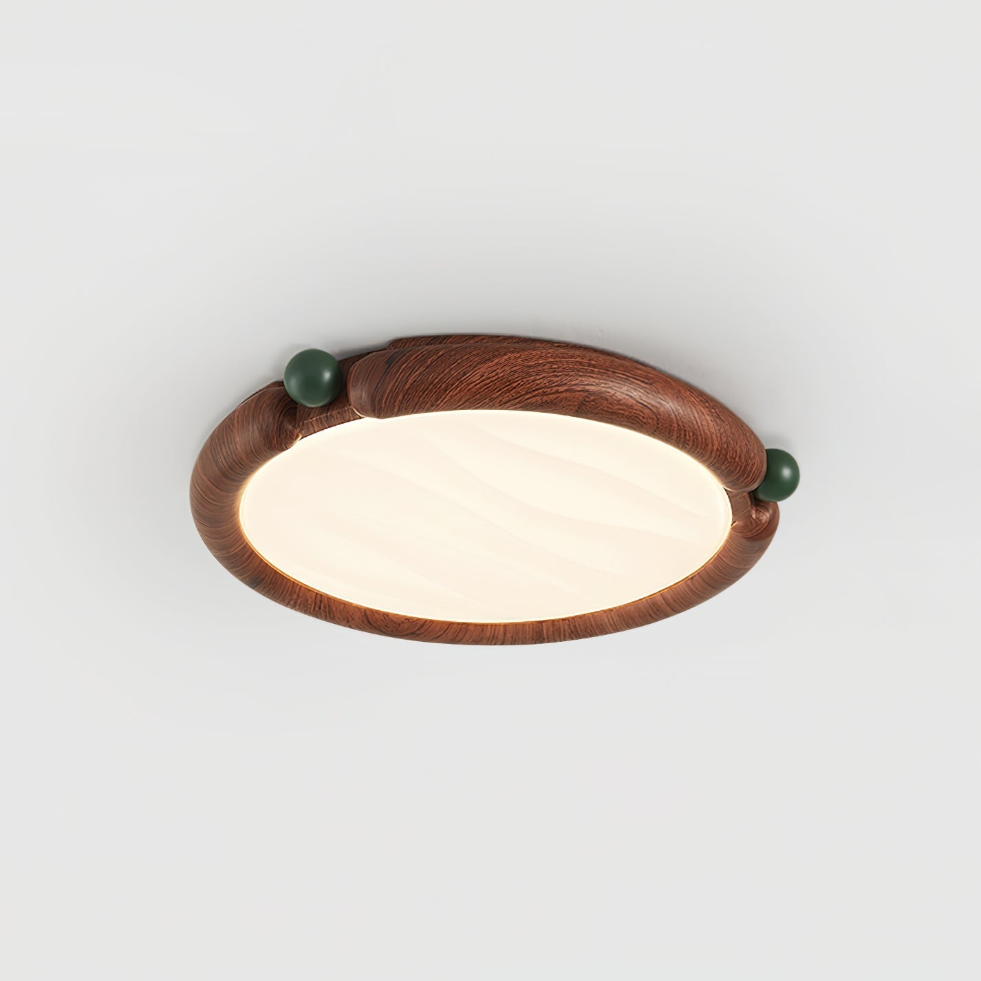 Ceiling Light Round Acrylic Panel Walnut Resin A/B Model Natural
