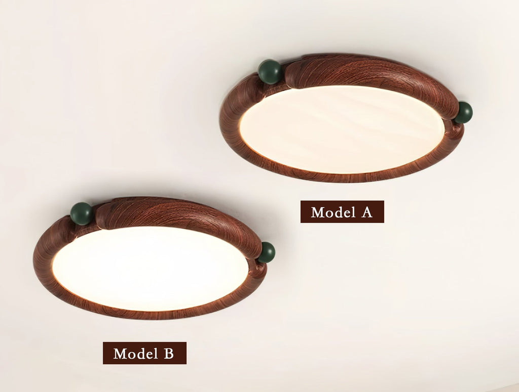 Ceiling Light Round Acrylic Panel Walnut Resin A/B Model Natural
