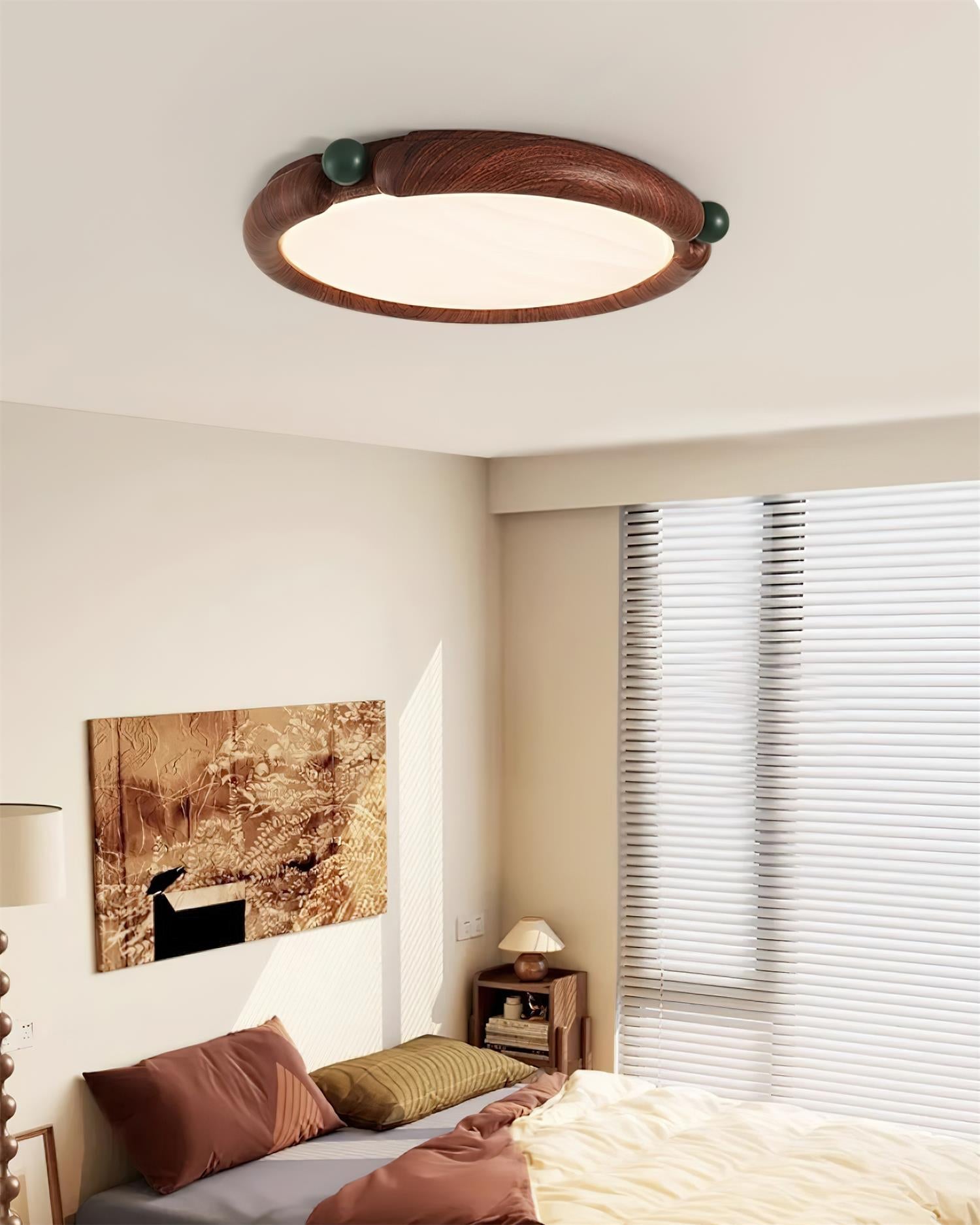 Ceiling Light Round Acrylic Panel Walnut Resin A/B Model Natural
