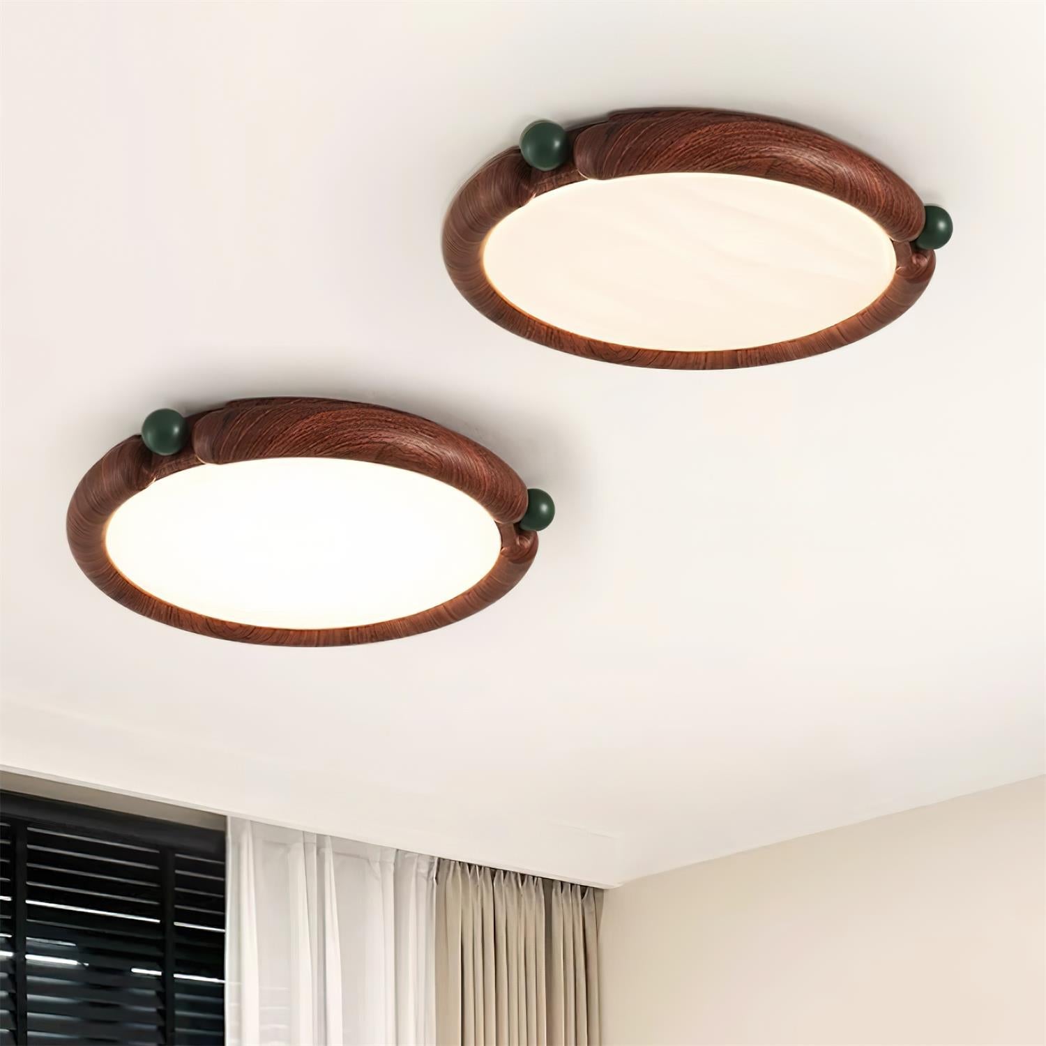 Ceiling Light Round Acrylic Panel Walnut Resin A/B Model Natural