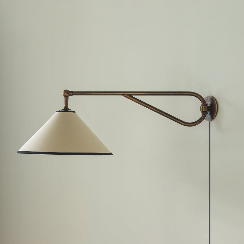 Gild Vintage Plug-in Brass Fabric Wall Lamp