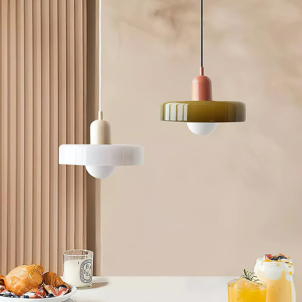 Ideal Modern Minimalist Disc Orb Glass Pendant Light