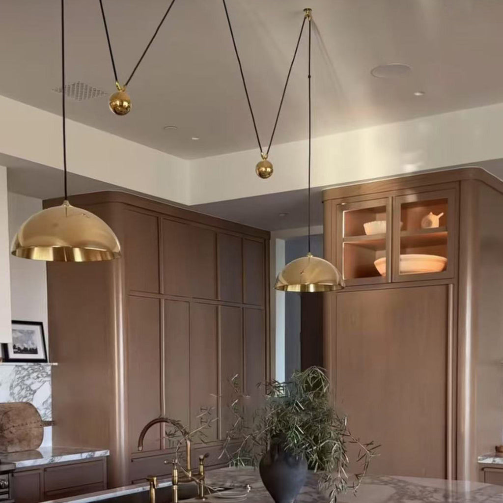 Omen Modern Minimalist Dome Balance Brass Pendant Lamp