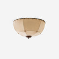 Ceiling Light Handcrafted Shade Wood and Fabric Rustic Fixture