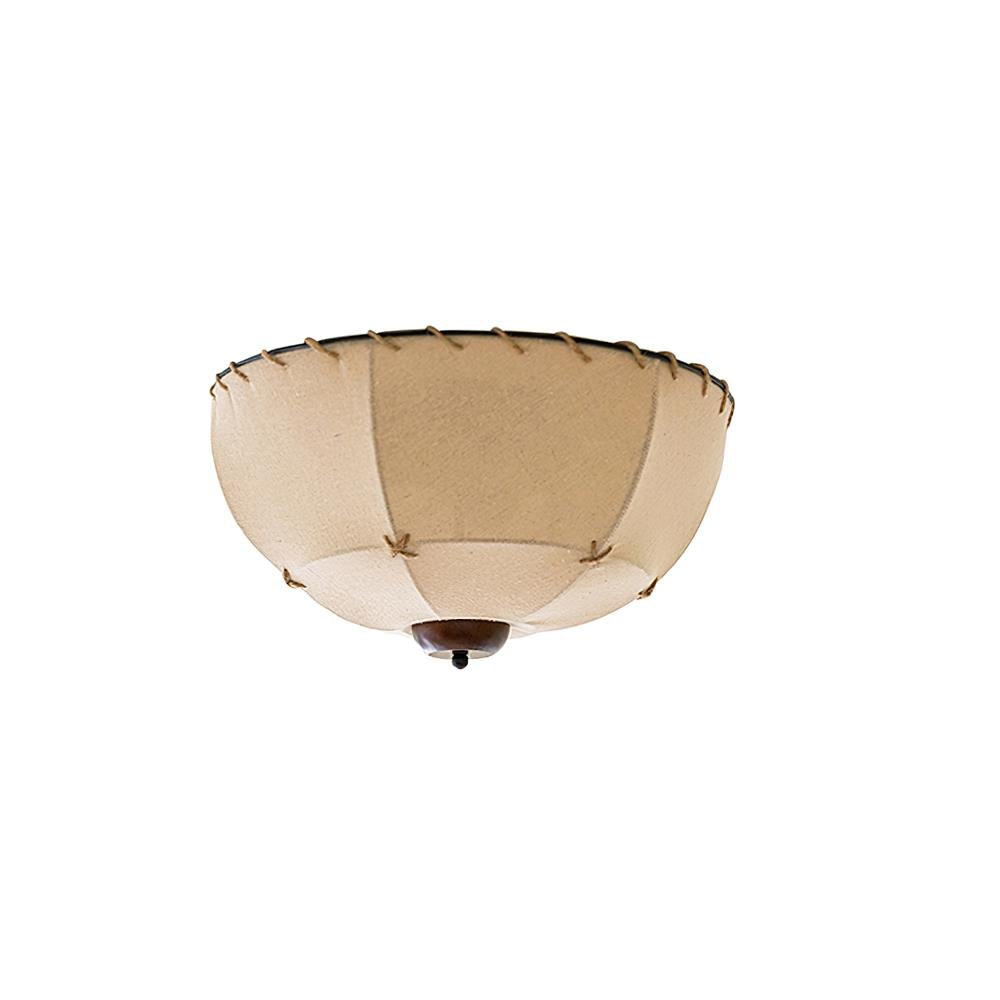 Ceiling Light Handcrafted Shade Wood and Fabric Rustic Fixture